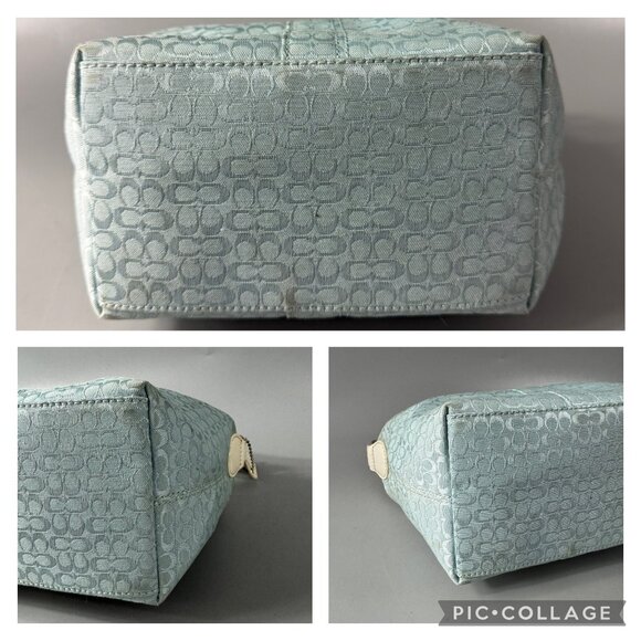 Coach Signature Shoulder Bag Canvas Light Blue - Picture 14 of 14